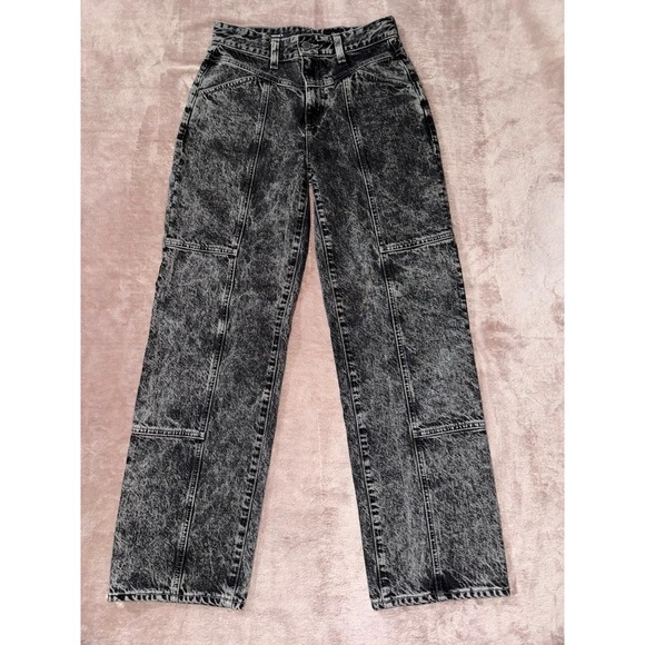 AG Adriano Goldschmied Tomas X High Rise Baggy Straight Acid Wash Jeans Size  25 - Picture 1 of 12